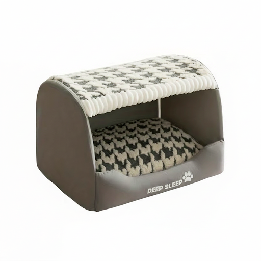 Niche pour petits chiens en forme de lit. Couleur gris. Vendu sur la boutique Mon Petit Chihuahua. Convient aussi aux Chats.
