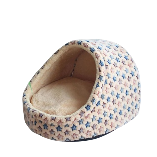 Niche pour Chihuahua beige avec des étoiles – Confort maximal avec intérieur moelleux, parfait pour les petits chiens ou chats