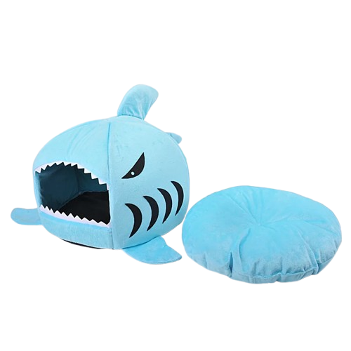 Niche pour Chihuahua en forme de requin bleu – Confort maximal avec coussin, parfait pour les petits chiens ou chats