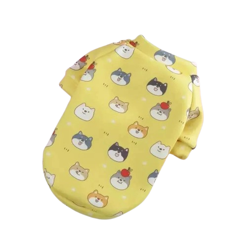 Pull pour Chihuahua jaune avec motifs chats – Confortable, vêtement parfait pour garder votre petit chien ou chat au chaud
