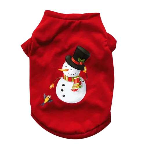 Pull pour Chihuahua rouge motif bonhomme de neige – Confortable, vêtement parfait pour garder votre petit chien ou chat au chaud