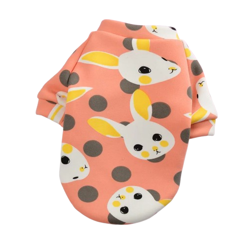 Pull pour Chihuahua rose motifs lapins – Confortable, vêtement parfait pour garder votre petit chien ou chat au chaud