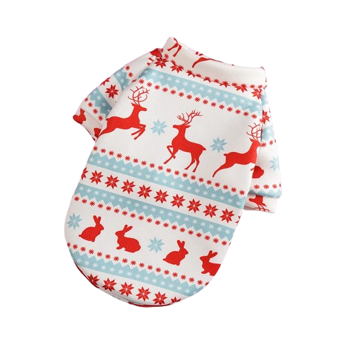 Pull pour Chihuahua blanc avec motifs rennes de noël – Confortable, vêtement parfait pour garder votre petit chien ou chat au chaud