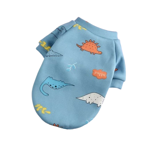 Pull pour Chihuahua bleu avec motifs dinosaures – Confortable, vêtement parfait pour garder votre petit chien ou chat au chaud