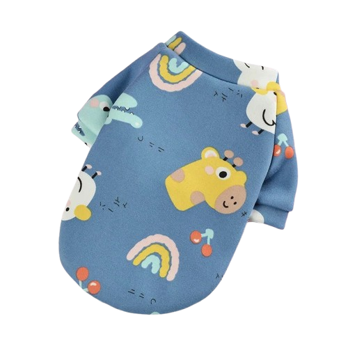 Pull pour Chihuahua bleu motifs girafe et arc en ciel – Confortable, vêtement parfait pour garder votre petit chien ou chat au chaud