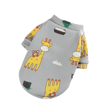 Pull pour Chihuahua gris avec motifs girafes – Confortable, vêtement parfait pour garder votre petit chien ou chat au chaud