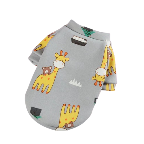 Pull pour Chihuahua gris avec motifs girafes – Confortable, vêtement parfait pour garder votre petit chien ou chat au chaud