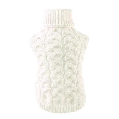 Vêtement pour Chihuahua : Pull en laine blanc avec col roulé – vêtement parfait pour garder votre petit chien ou chat au chaud