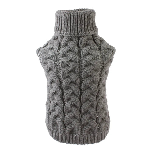 Vêtement pour Chihuahua : Pull en laine gris avec col roulé – vêtement parfait pour garder votre petit chien ou chat au chaud