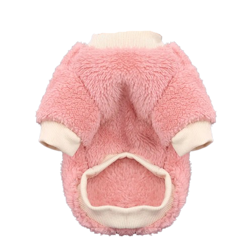 Pull pour Chihuahua polaire rose avec raisin brodé – vêtement parfait pour garder votre petit chien ou chat au chaud - vue de dos
