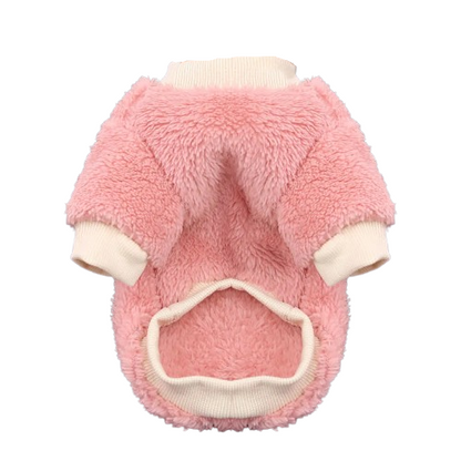 Pull pour Chihuahua polaire rose avec raisin brodé – vêtement parfait pour garder votre petit chien ou chat au chaud - vue de dos