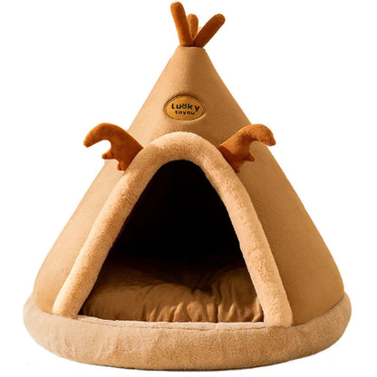 Niche pour Chihuahua - Tente tipi indien marron – Confortable pour offrir à votre petit chien ou chat un espace de repos