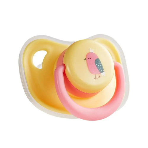 Accessoire pour Chihuahua : Tétine bébé jaune avec motif oiseau - pratique, idéale pour apaiser votre petit chien ou chat