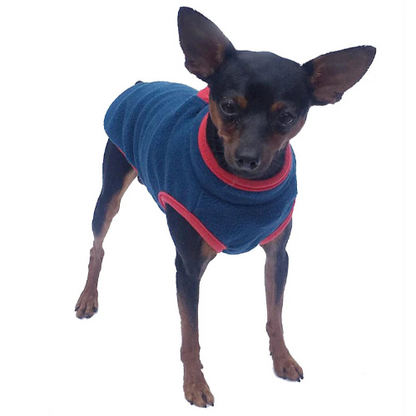 Manteau pour Chihuahua : veste polaire bleue – Confortable, parfait pour protéger votre petit chien ou chat pendant les promenades - vue de face